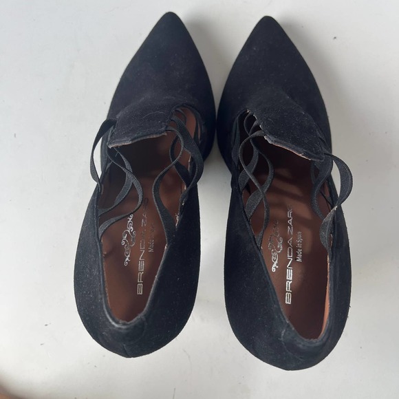 Brenda Zara Suede Stiletto Heel Womens Shoes Size 8/38.5 Black Elastic Straps - Picture 11 of 13